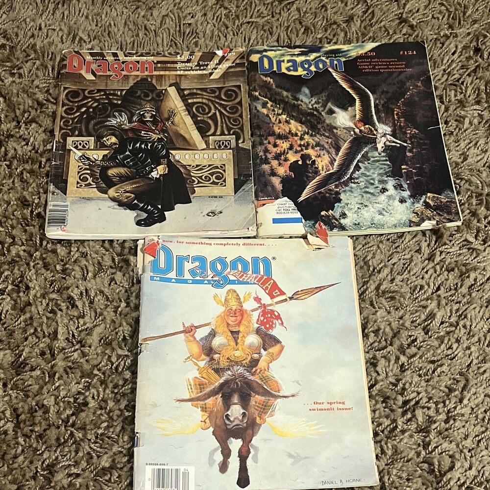 Dragon Monthly Adventure Role-Playing Aid Magazine Issue #99, 124, 144 AD&D RPG